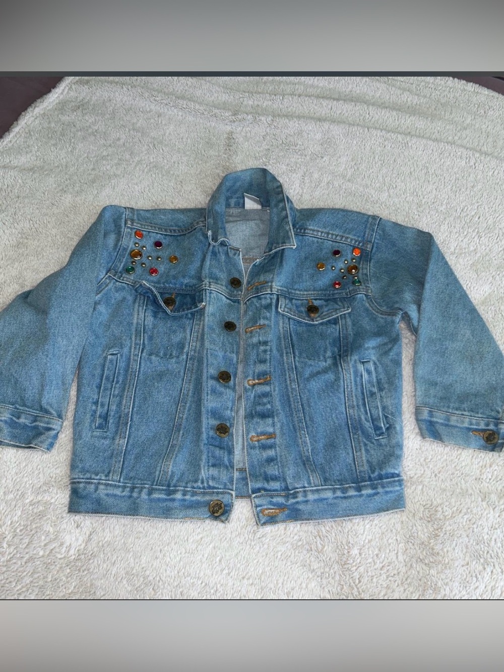 Vintage Kid's Bedazzled Denim Jacket Size 6X